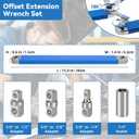 Offset Extension Wrench,15 Inch Impact Ready Socket Wrench Extender Tool Set with 1/2", 1/4" and 3/8" Square Drive Adapters, Zero Degree Ratchet Tool for Car Blue (Blue)