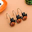 Halloween Shower Curtain Hooks Set of 12  Black Cat on Pumpkin Design  Durable Resin Bathroom Decor Hooks for Halloween Party, Kids & Holiday Theme