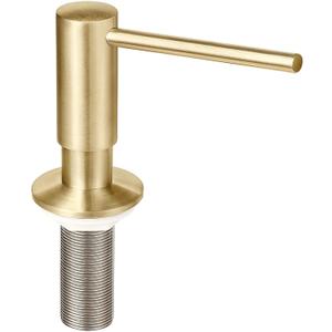 Brushed Gold Built in Dish Soap Dispenser for Kitchen Sink with 17 OZ PET Soap Bottle Refill from The Top, Under Counter Brass Pump Head Liquid Lotion Dispenser, Undermount Copper Pump Head