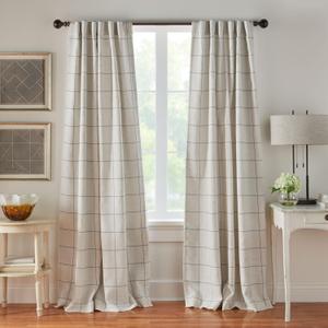 Elrene Home Fashions Brighton Windowpane Plaid Blackout Window Curtain, Living Room and Bedroom Drape with Back Tab and Rod Pocket Tabs, 52"x108", Gray, 1 Panel (Grey)