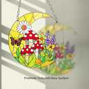 Mushroom Moon Stained Glass Suncatcher Home Decor, Mushroom Plant Lover Gifts for Women, Birthday Gifts for Mom Grandma Mothers