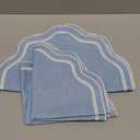 Breling 6 Pcs Wedding Placemats Scalloped Embroidered Cotton Linen Placemats 17" x 13" Double Layered Machine Washable Table Place Mat for Party Table Decor (Light Blue)