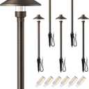 EDISHINE Solid Brass Low Voltage Landscape Lighting, 22" Tall 6" Shade with G4 Bulbs, 12V 350LM 3000K Heavy Duty Outdoor Landscape Path Light, Waterproof Bronze LED Pathway Lights Wired, 6 Pack
