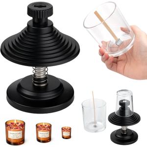 HOUSEASSIST Candle Wick Centering Tool, Adjustable Wick Holder for Candle Making - Keeps Wicks Straight & Centered, Fits Most Candle Jars with 1.57-3.94 Inch DiameterNo Wax Melting Pot (Black)