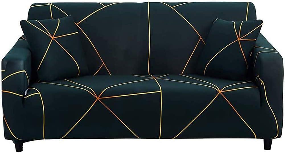 HOOBUY Printed Sofa Cover Stretch Couch Covers Sofa Slipcovers for 4 Cushion Couch with Two Free Pillow Case LGYC (4 Seater/ Large 3 Seater)