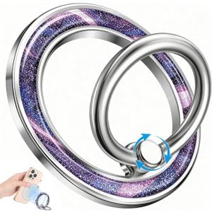 Magnetic Phone Ring Holder Compatible with MagSafe - Cell Phone Grip Magnet Removable Finger Ring Grip Stand Cute Girly Kawaii Design for iPhone 17 Pro Max 16 15 14 13 12 Series Quicksand