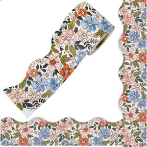 JarThenaAMCS 66Ft Boho Floral Bulletin Board Border Summer Colorful Pansy Borders Self Adhesive Retro Flower Trim Border Stickers Roll for Back to School Classroom Office Home Party Decor