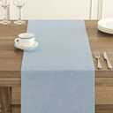 ZeeMart Basic Linen Style Table Runner, 14 x 108 Inch Blue Chambray, Rustic Farmhouse Light Dusty Blue Table Runners 108 Inches Long, Everyday Polyester Table Runner - Machine Washable & Easy Care