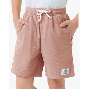 Haloumoning Boys Corduroy Shorts Kids Casual Elastic Waist Drawstring Summer Shorts with Pockets 5-14 Years Pin