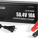 48V 10A LiFePO4 Battery Charger, 58.4V Lithium Battery Charger, Fast Charging, Over-Current and Over-Voltage Protection for 48V Lithium Iron Phosphate Batteries