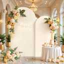 7.2FT 6FT Arch Backdrop Cover for Wedding, Set of 2 Stretchy Spandex Fitted Arch Stand Cover for Baby Shower, Birthday Party Decor, Chiara Backdrop Cover with Double-Sided Design(Ivory,Champagne)