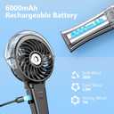 6000mAh Portable Handheld Misting Fan as Backup Power, 50ml XL Water Tank, 20H Runtime 3 Speeds, 180 Foldable Rechargeable Mist Fan for Travel, Outdoors, Makeup - Black