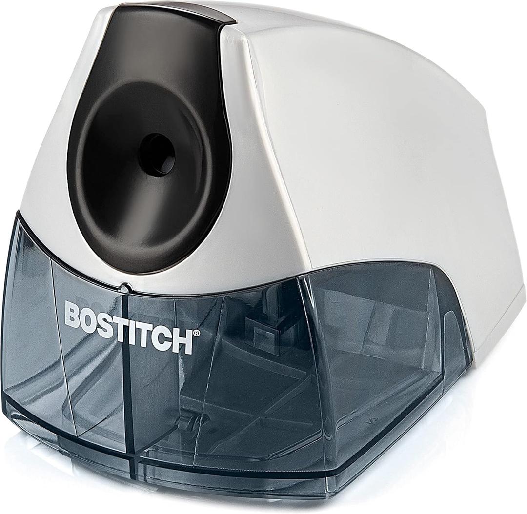 Bostitch Personal Electric Pencil Sharpener, Electrical Automatic Powerful Motor for Fast Sharpening, Compact Electric Sharpener, Includes Sharpening Tray & Safety Switch for Home, School, Office.