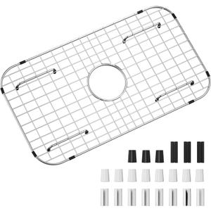 Sink Protector Grid 24-1/8" x 12-5/8", Centered Drain with Corner Radius 1-1/2", Sink Protector Stainless Steel Material for Single Bowl