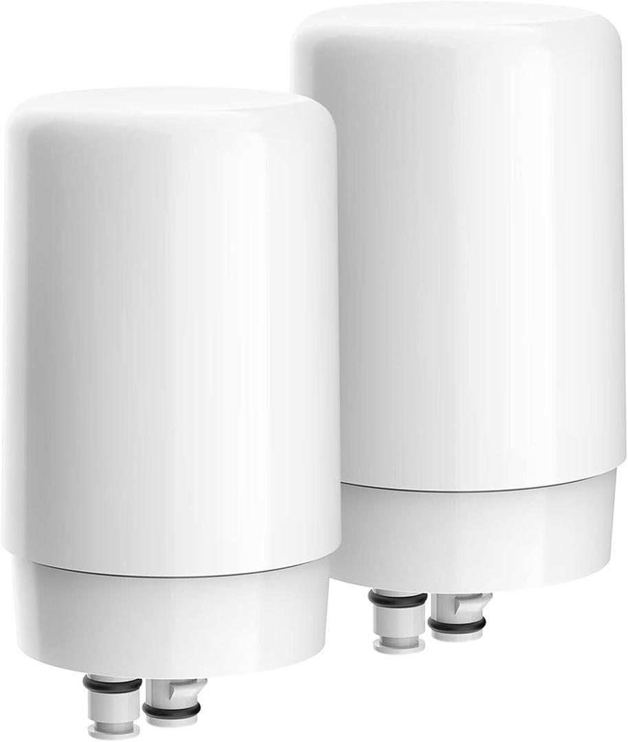 AQUA CREST Faucet Water Filter, Replacement for Brita Filter, Brita Faucet 36311 On Tap Water Filtration System, FR-200, FF-100 Replacement Filter, White (2 Packs)