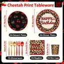 168pcs Cheetah Print Party Supplies Red Leopard Plates Napkins Cups Cutlery Set Black Cherry Birthday Tableware Set Y2K Cherry Leopard Print Party Supplies for Girls Women Birthday Events
