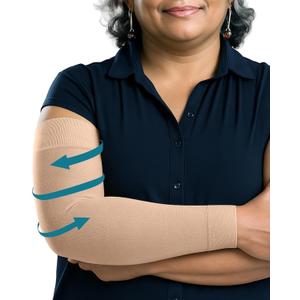 KEMFORD Lymphedema Compression Arm Sleeves for Women - 1520 mmHg, Without Silicone Grip, 1 Pair, Beige, L  Arm Support for Swelling & Edema