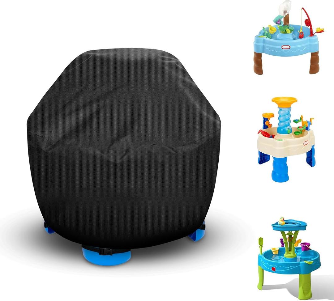 Kids Water Table Cover - Outdoor Kids Toy Cover for Little Tikes Showers Splash Tower Water Table, Round Cover Waterproof & Dustproof (Black)