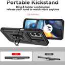 for Moto G Power 2024 Case,Motorola G Power 2024 Case with Tempered Glass Screen Protector and Slide Camera Cover, Magnetic Ring Car Mount Holder Cover for Motorola Moto G Power 2024 Black