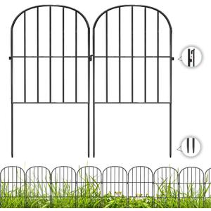 Decorative Garden Fence 24 Pack Black,24 Ft (L) X 24 in (H) Animal Barrier Fences for Small Dog, Garden Fencing Border, Arched Rustproof Metal Fence Outdoor Flower Bed Landscape Decor