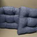 Pillow Perfect Tory Solid Indoor/Outdoor Reversible Patio Chairpad with Ties Weather and Fade Resistant, 17" x 17.5", Blue, 2 Count