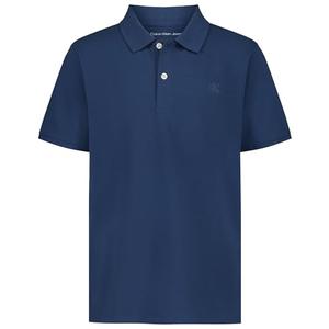 Calvin Klein Boys' Short Sleeve Micro Pique Solid Polo, Dark Denim, 14-16 L