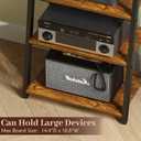 4-Tier AV Media Stand with 2 Hooks,Heavy Duty Stereo Cabinet Furniture-Large Stereo Rack and Game Console Stand,Wooden Record Player Stand,Audio Stand Perfect for DVD Players/Game Console/TV Box/Xbox