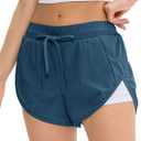 GADIEMKENSD Womens Athletic Running Shorts, Quick Dry High Split Elastic Liner for Yoga Gym Workout (Blue, XL)