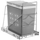 Youeon Pull Out Trash Can Under Cabinet, Adjustable Stainless Steel Under Sink Trash Can Pull Out, Slide Out Garbage Shelf, Fit for 7-11 Gallon Trash Can (Not Included)