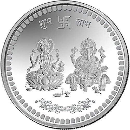 Generic Lakshmi Ganesh Ji Coin Diwali Gift Item Pooja Item Dhanteras Pooja Item Pack Of 4, Medium, Silver, LNESDI250724001