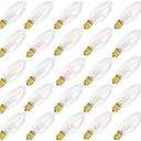 SUNSGNE 25 Pack Candle Light Bulbs, C26 Crystal Clear Torpedo Candelabra Light Bulb for Chandeliers, Window Candle Bulbs, Nightlight Bulb- 7 Watt Light Bulbs- E12 Candelabra Base