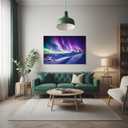 SKASNFAI Aurora Mountain Framed Canvas Wall Art for Bedroom Office, 16"L x 24"W