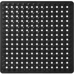Yimobra Square Shower Floor Mat Non Slip, 21"X21" Machine Washable Bath Tub Mat, Soft on Feet, Bathmat with Drain Holes and Suction Cups, Fast Draining, Black