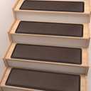 PURE ERA Cushioned Stair Mat, 8 x 30 Inch Non-Slip Stair Treads, Staircase Step Treads Foam Stair Pads, Tape Free Durable Stair Treads for Wooden Steps Washable, Easy to Clean (2 Pieces, Brown)
