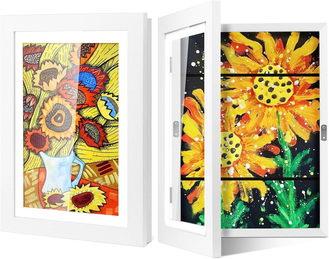 18X13 Kid's Art Display Frame - 2 Pack Artwork Pictures Holds 150 Front Opening Changeable Wood Grain Kids Art Frame with Storage for Drawings Schoolwork Art Projects at Home, 94954109