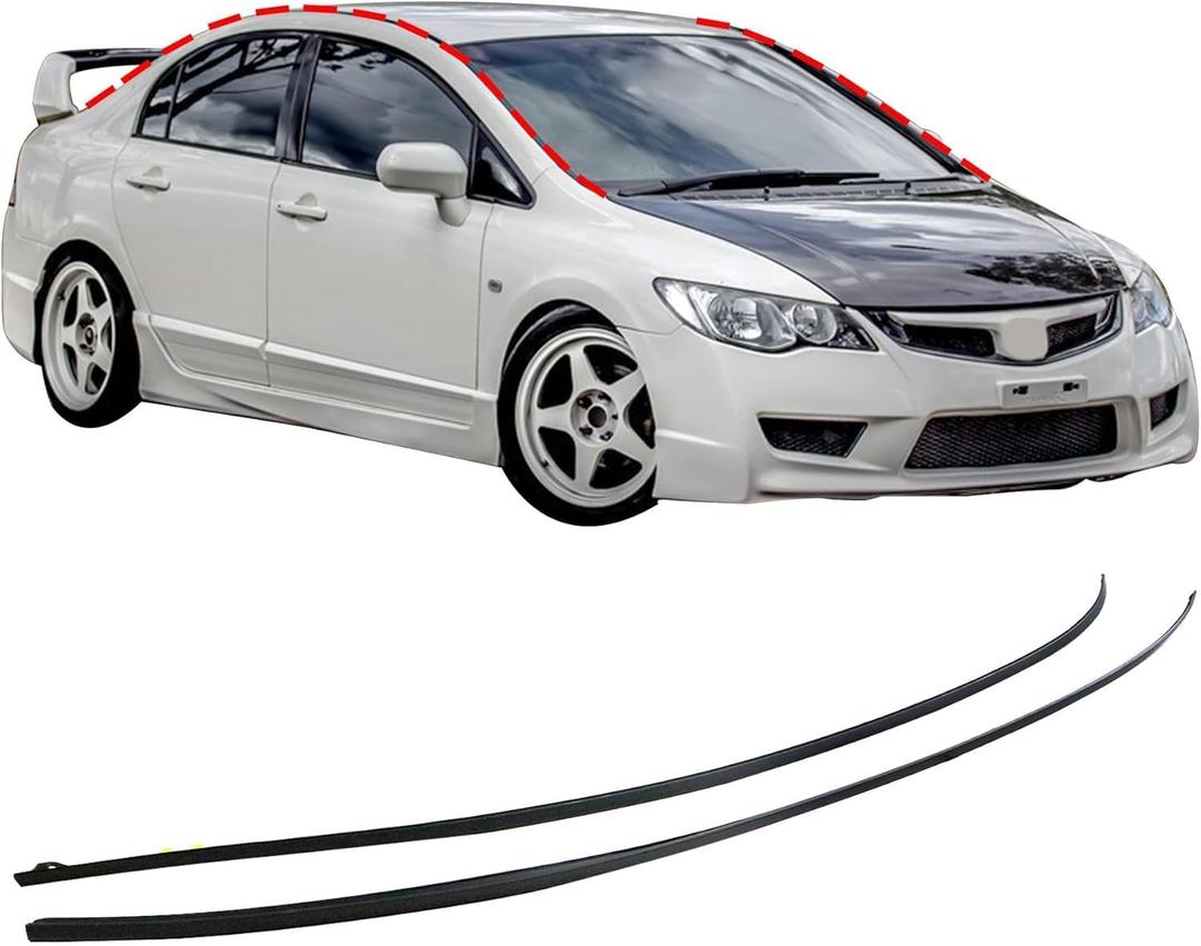 XQSMWF Pair L&R Molding Drip Side Set Compatible with Honda Civic 1.3L 1.8L 2.0L 2006-2011 73168-SNA-013 73158-SNA-013 Windshield Roof Molding Trim Set