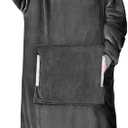 Yescool Wearable Blanket Hoodie Birthday Christmas Gifts for Women Mom Girlfriend, Oversized Flannel Sherpa Cozy Hooded Blanket Sweatshirt Adult With Hood Pocket & Sleeves, One Size Fits All (Grey)