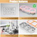 Stainless Steel Snack Containers - Reusable 3 Compartment Snackle Box Container with Lids for Kids Adults, Divided Snack Food Storage Containers for School, Home, Travel