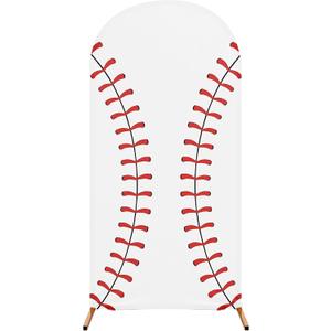 7.2 ft Baseball Party Arch Backdrop Cover Baseball Theme Arch Spandex Stretch Backdrop Stand Cover for Wedding Birthday Banquet Boys Girls Shower Ceremony Decoration