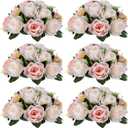 NUPTIO Flower Balls for Wedding Centrepieces - 6 Pcs 9.5in Diameter Artificial Flower Ball Arrangement Bouquet Peachy Pink & Creamy White Fake Rose Flowers Party Centerpieces for Weddings Tables