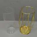 Nuptio Gold Pillar Candle Holder: Glass Hurricane Candles Holders with Geometric Metal Rack Stand for Wedding Birthday Party Centerpieces - Decorative Flower Vase for Office Living Room (Large)