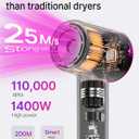 Hair Dryer Blow Dryer with Magnetic Diffuser & Nozzle, 110000 RPM Brushless Motor Ionic Hairdryer for Fast Drying & Frizz Control, Lightweight Low Noise Blowdryer for Home Travel Salon, All Hair Types