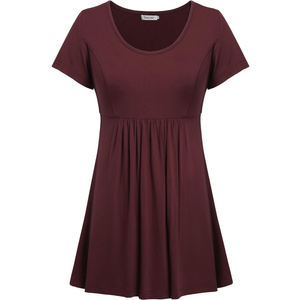 Tencole Womens Short Sleeve Summer Tunic Tops for Leggings Loose Fit Hide Belly Shirts Empire Waist Casual Tops, L