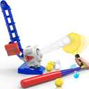 iPlay, iLearn Kids Pitching Machine Toys, 2 in 1 RC Baseball Tennis Pitcher, Auto Ball Launching Bat, Boy Outdoor Outside Sports Backyard Game, Birthday Gift 5 6 7 8 10 12 Yr Youth-Partially Assembled