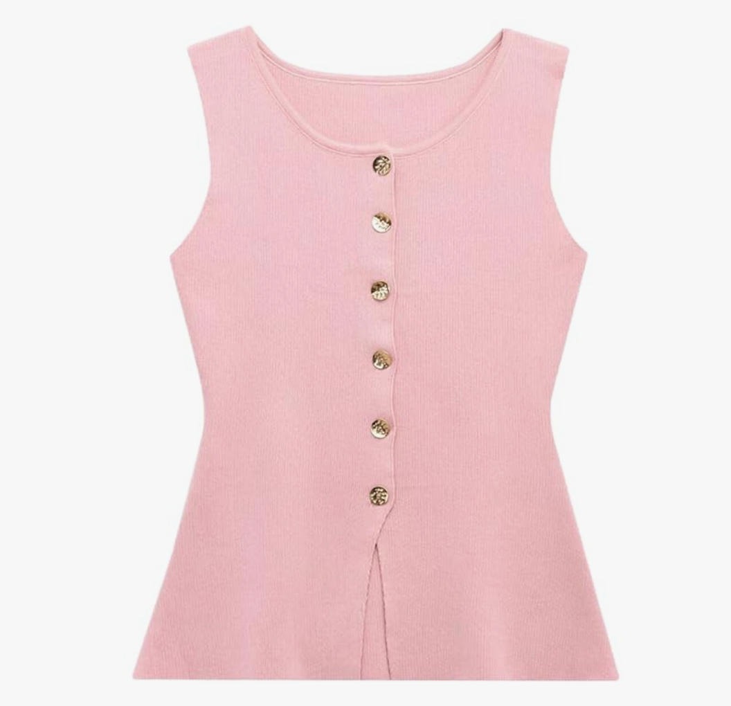 Lumister Womens Crop Knit Vest Sleeveless Botton Down Cardigan Sweaters Knit Tank Summer Vest, XXXL