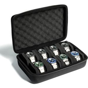 8 slots Watch Case, hard watch storage case, hard watch box, padded case for watch display and organization