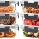 SOACOAKO 6pack 12oz Small Glass Meal Prep Containers, Glass Food Storage Containers with Snap Leak Proof Lids, Microwave, Freezer and Dishwasher Safe (Grey, 12oz)