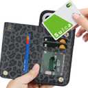 iCoverCase Compatible with iPhone Air Wallet Phone Case with Card Holder for Women Men, [RFID Blocking] Card Slots PU Leather Protective Wallet Case for 17 Air (Black Leopard) (for Air (6.5 inch))