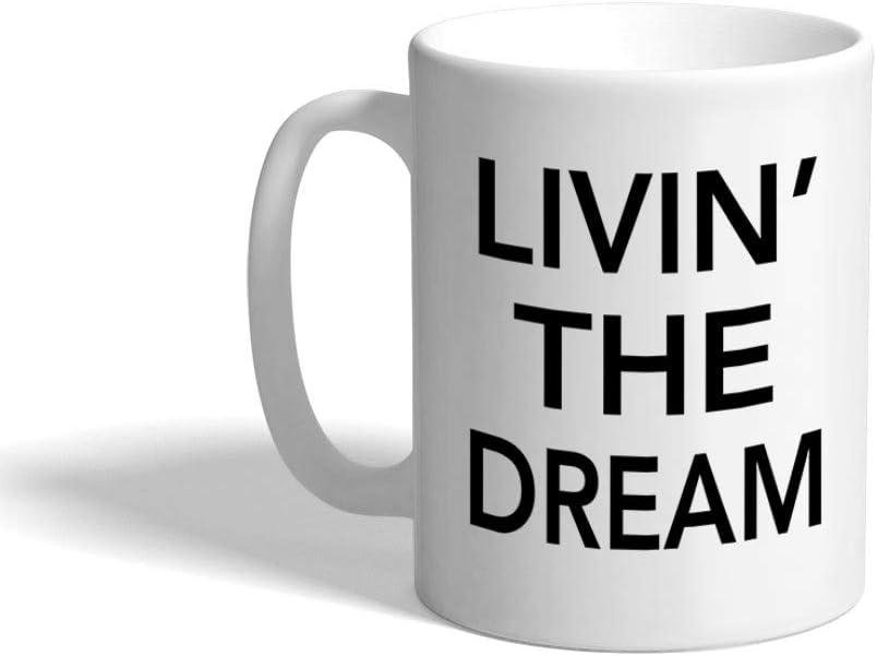 Custom Coffee Mug 11 Ounces Living' The Dream at Beach Ceramic Tea Cup Design Only