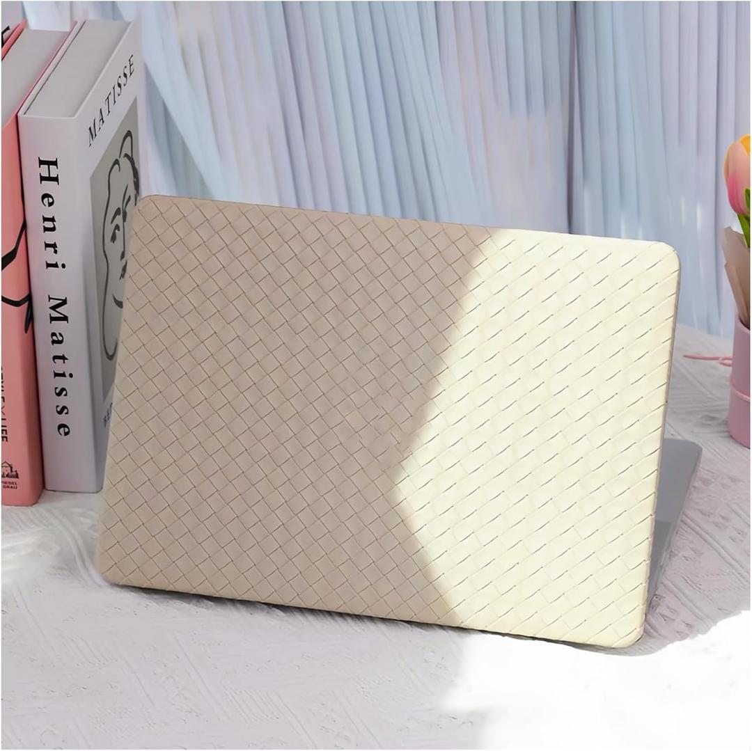 Woven Case for MacBook Air 13 inch Case 2022-2018 M1 A2337 A2179 A1932,Cover for MacBook Air M1,Protective Leather Woven Textured Hard Shell&Keyboard Cover for Mac Book Air13,Boho Beige